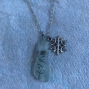 Super cute white frosted sea glass necklace